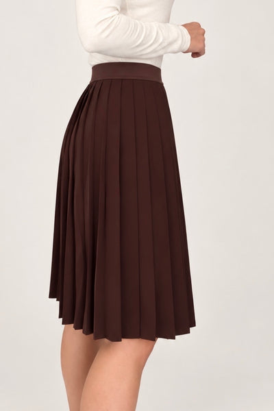 Wide Pleat Court Skirt - Fudge