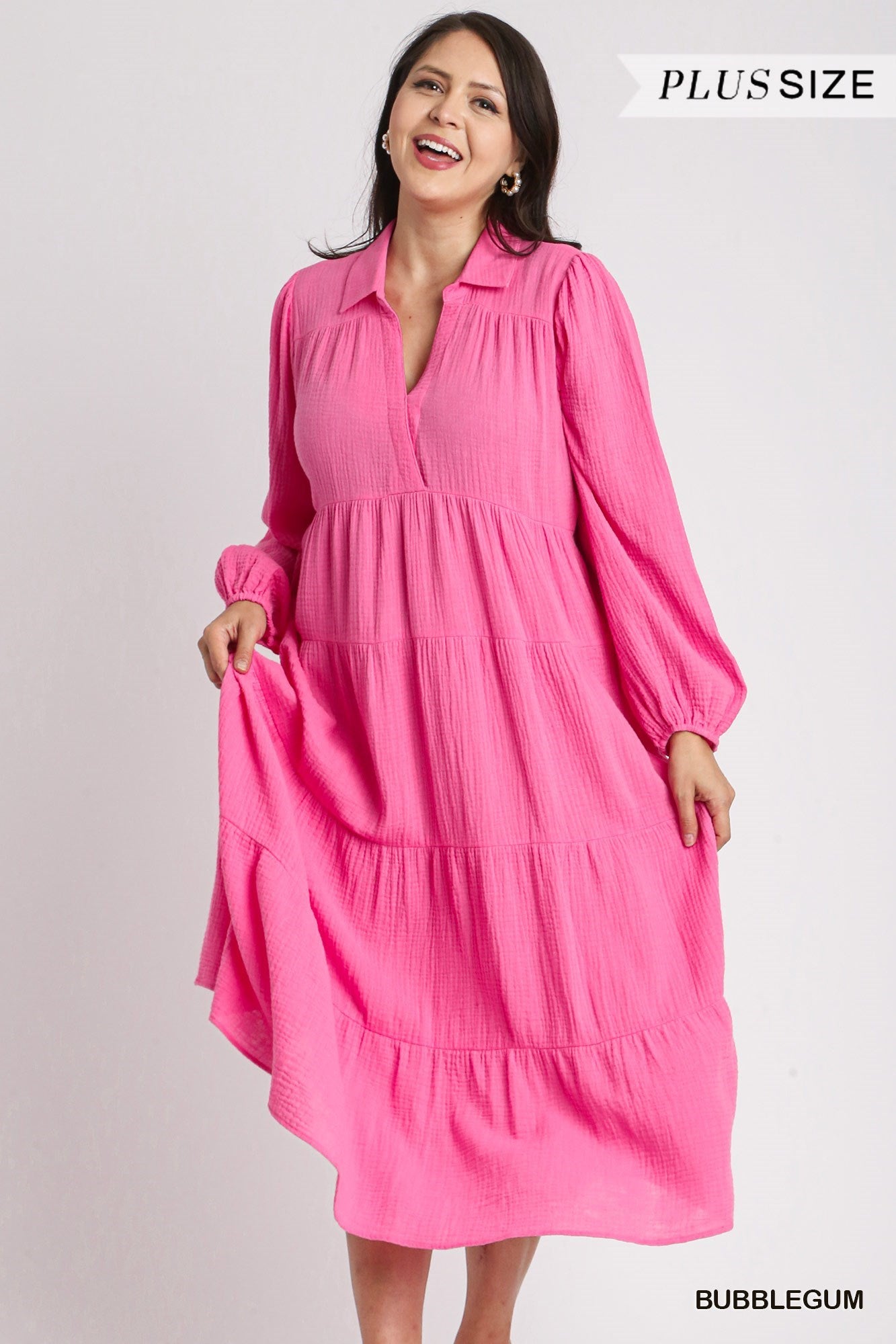 Pink Curvy Gauze Dress (XL-2X)