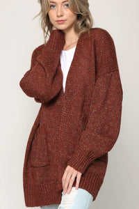 Batwing Open Front Knit Cardigan - Coffee