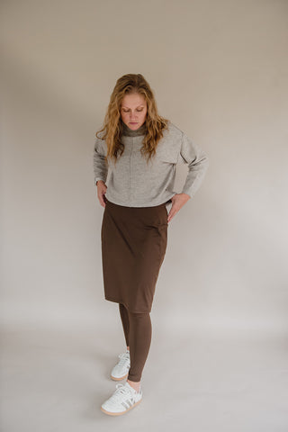 Sublime Ankle Length Athletic Skirt - Chocolate