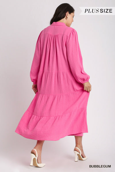 Pink Curvy Gauze Dress (XL-2X)