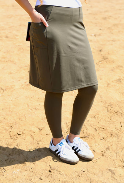 Sublime Ankle Length Nylon Athletic Skirt - Ash Green