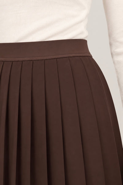 Wide Pleat Court Skirt - Fudge
