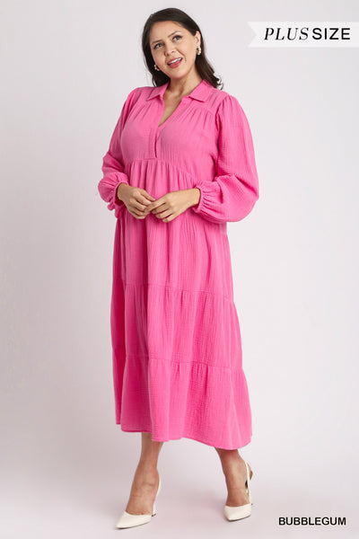 Pink Curvy Gauze Dress (XL-2X)