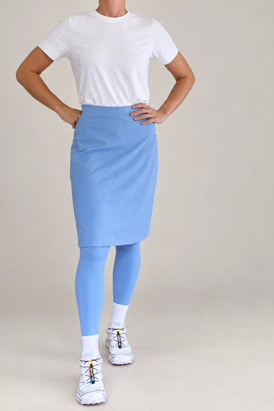 Sublime Ankle Length Nylon Athletic Skirt - Coastal Blue