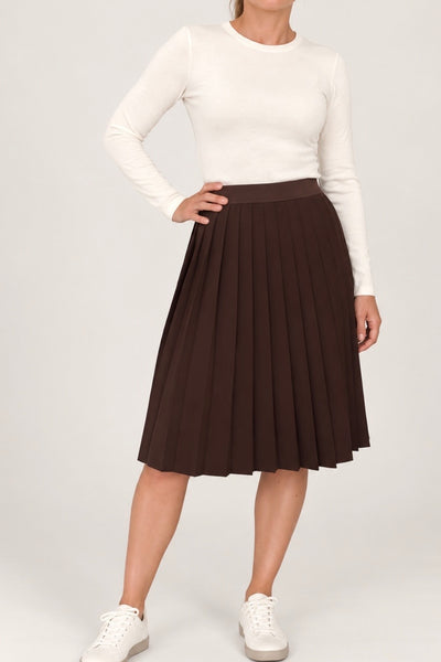 Wide Pleat Court Skirt - Fudge