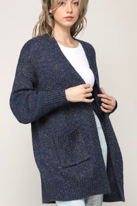 Batwing Open Front Knit Cardigan - Navy