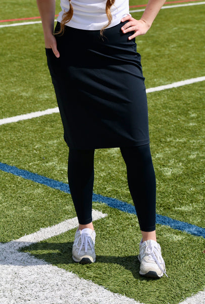 Sublime Ankle Length Nylon Athletic Skirt - Noir