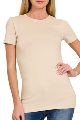 Beige Classic Crew Neck Tee