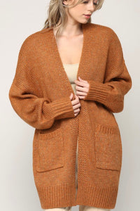 Batwing Open Front Knit Cardigan - Mustard