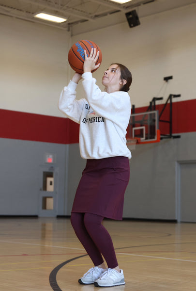 Sublime Ankle Length Nylon Athletic Skirt - Merlot
