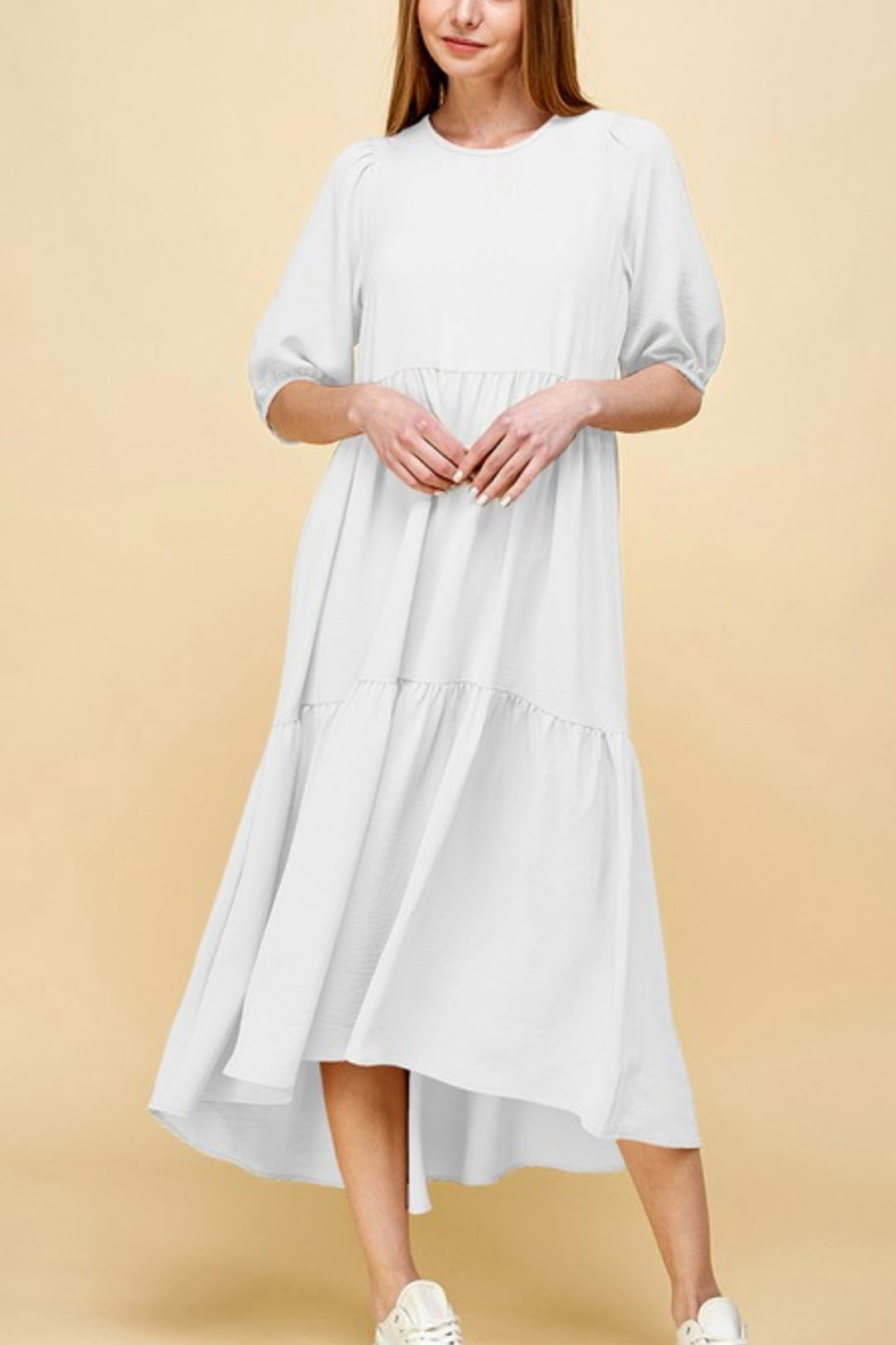 Flowy Tiered Dress - Ivory (S-XL)
