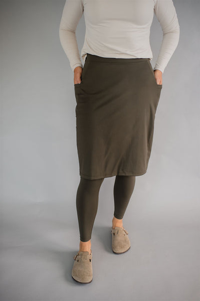 Sublime Ankle Length Nylon Athletic Skirt - Ash Green