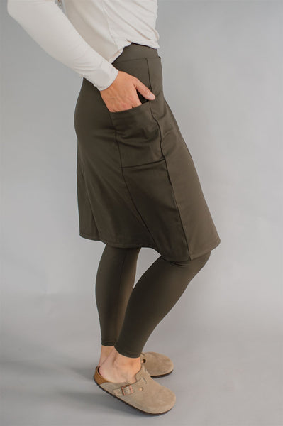 Sublime Ankle Length Nylon Athletic Skirt - Ash Green