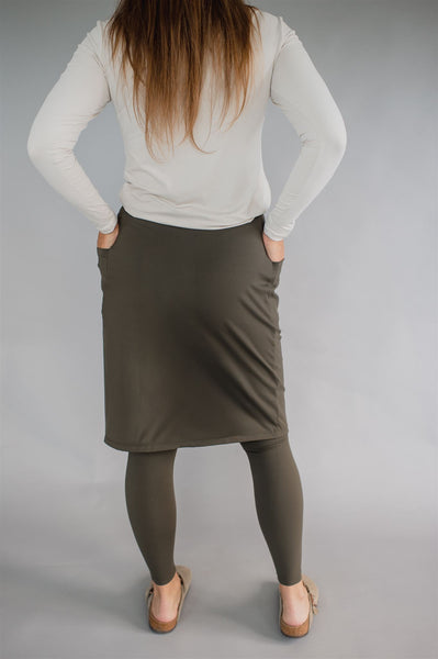 Sublime Ankle Length Nylon Athletic Skirt - Ash Green