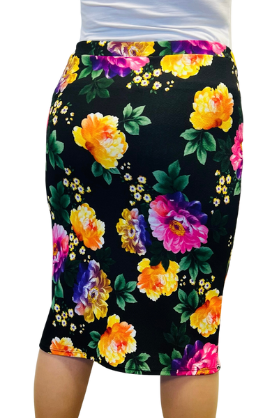 *Stretchy Floral Skirt - Neon