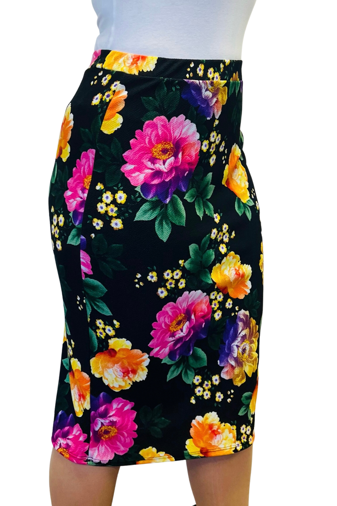 Stretchy Floral Skirt Neon Gathered in Grace