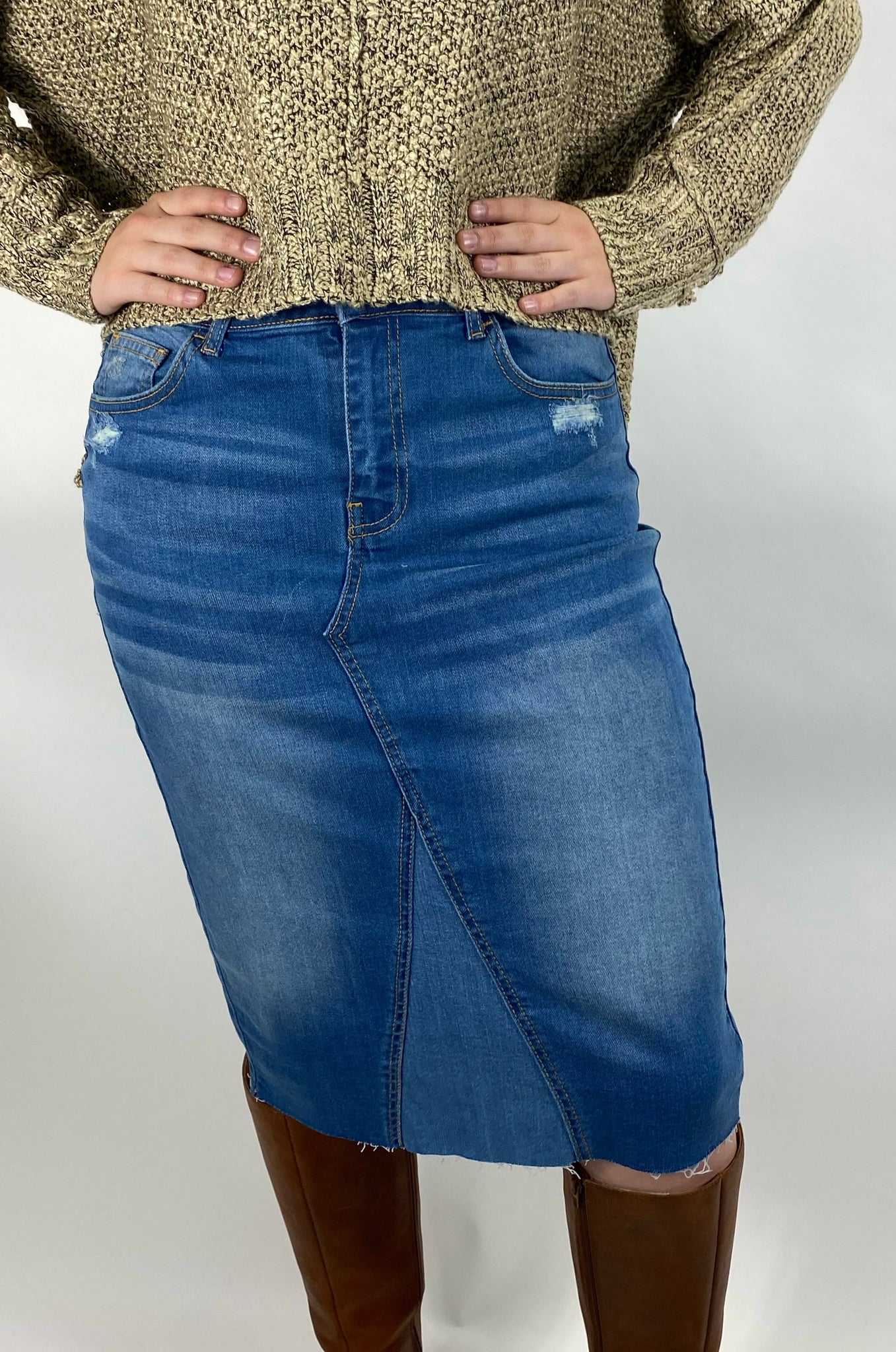 Maisie Denim Skirt in 2-Tone denim FINAL SALE