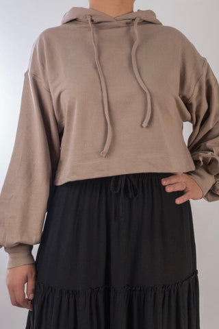 Light Weight Crop Hoodie - Mocha