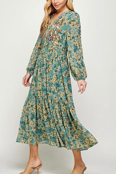 Jade Embroidered Dress