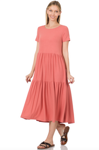 Classic Tiered Dress - Ash Rose