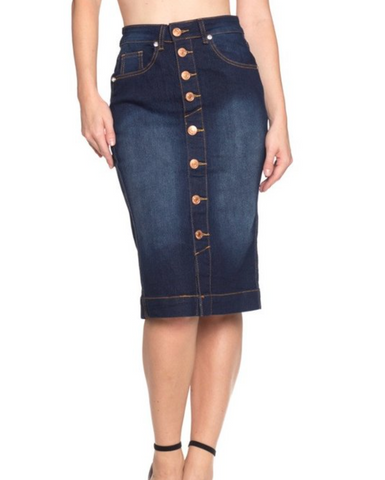 Button Down Denim Skirt
