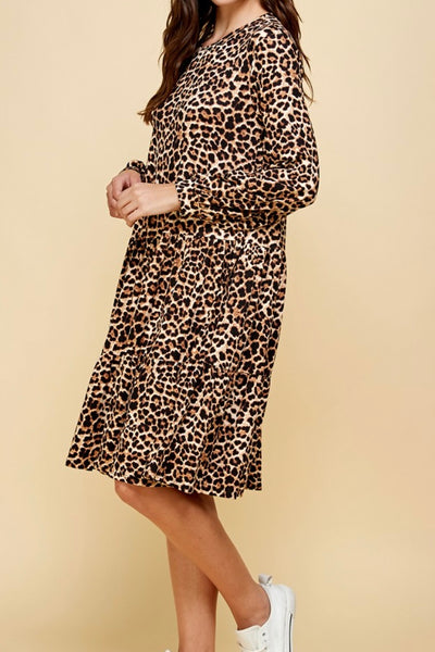 Leopard tiered swing dress