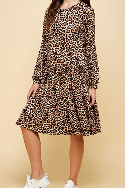 Leopard tiered swing dress