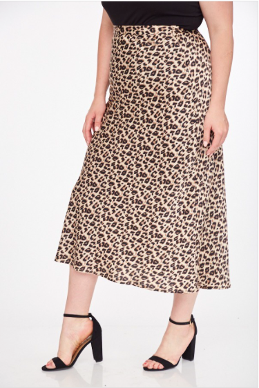 PLUS Leopard Maxi Slip Skirt