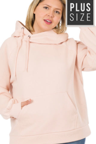 PLUS Tie Side Hoodie - Ash Blush