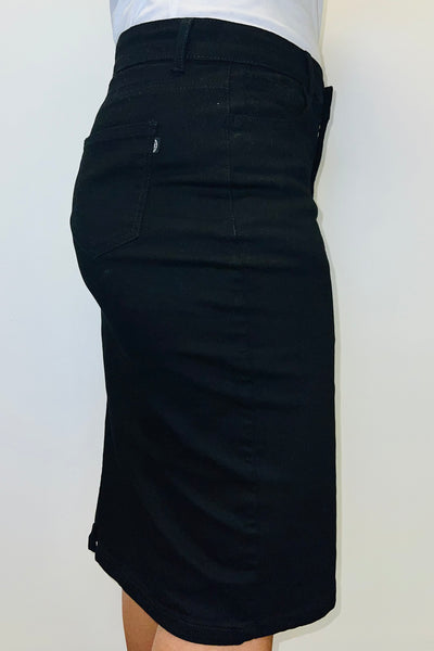 Tess Black on Black Denim Skirt