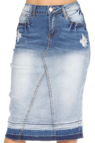 Two Toned Ombré Denim Skirt