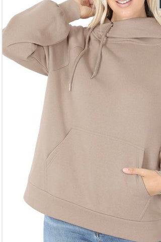 Tie Neck Detail Hoodie - Sand