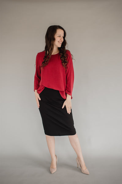 Sublime Linen Blend Top - Crimson