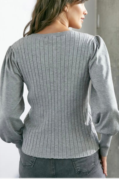 Ribbed Long Sleeve Sweater - Cream